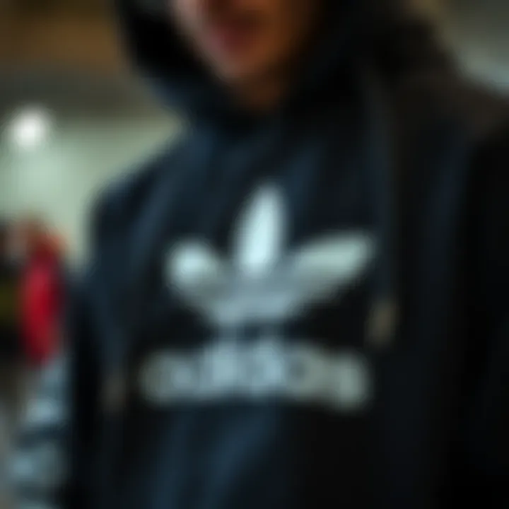 Material Quality of Adidas Hoodie Material quality close-up of Adidas hoodie
