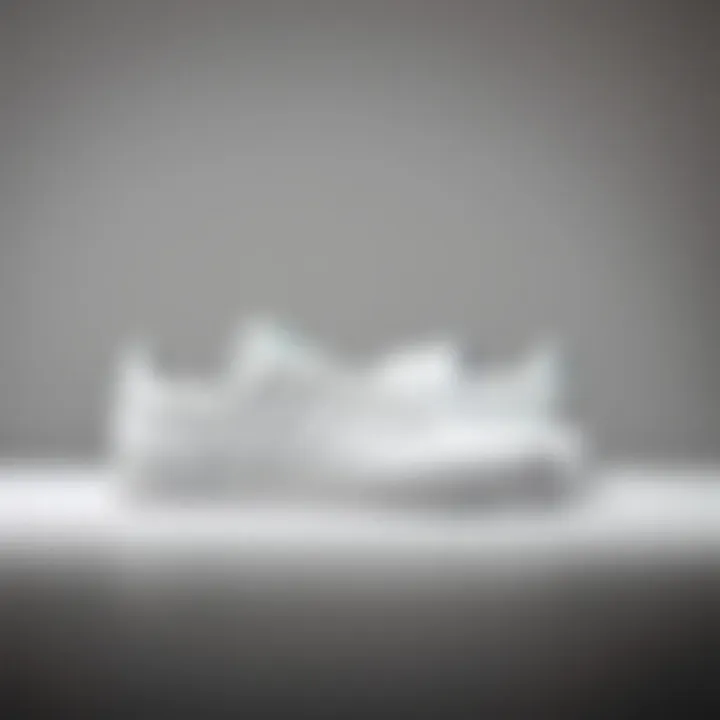 The adidas Busenitz All White shoes displayed against a minimalist background