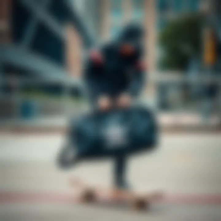 Practical Applications of the adidas Santiago Duffel for Skaters Skater using the adidas Santiago duffel in an urban environment
