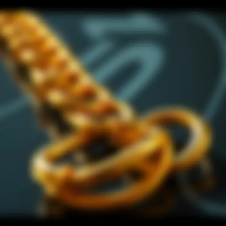 Close-up of the lustrous surface of 18k gold plating