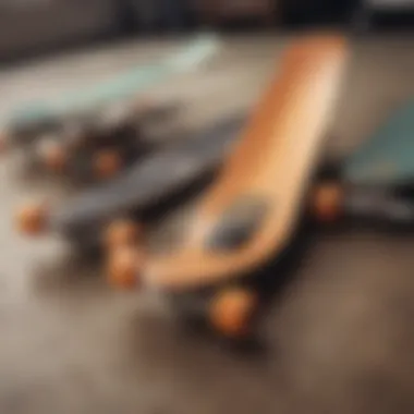 Diverse Longboard Styles Diverse collection of longboards showcasing various styles and designs