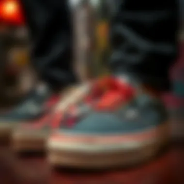 Close-up view of cloth vans showcasing unique design features