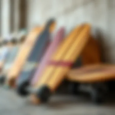 Varied Styles of Bamboo Cruiser Boards A collection of various bamboo cruiser boards highlighting their diverse styles and colors.