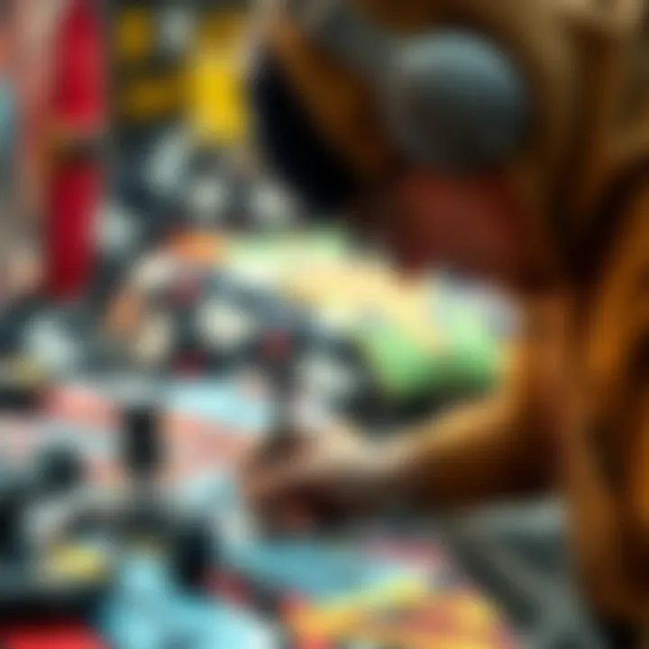 Close-up of a banner artist at work