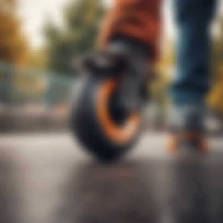 Close-up of skate wheels showcasing grip and durability