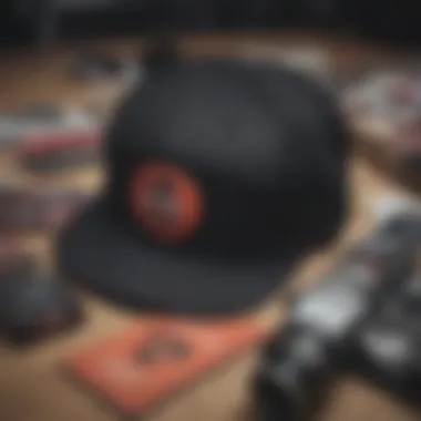 Flat lay of Brixton Oath Snapback alongside skateboarding accessories, illustrating its cultural connections