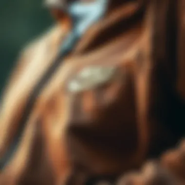 Close-up of the fabric texture of the brown Nike zip-up