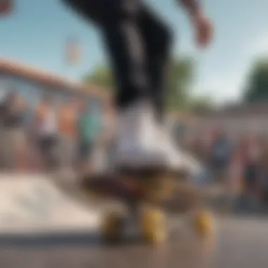 An engaging visual of a collaborative skateboarding event featuring brand partnerships.