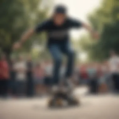 Fostering Community Through Skateboarding Events Pro skaters engaging in a community event, fostering creativity and innovation in skate culture.