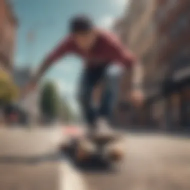 Innovative Skate Deck Designs Through Collaboration A dynamic collaboration between a pro skater and an artist showcasing unique skate deck designs.