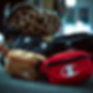 Various style options of the Champion fanny pack showcased together