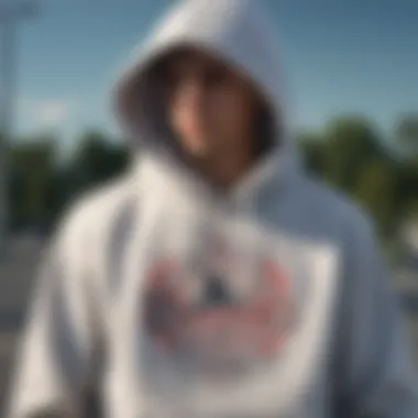 Design Details of Champion Hoodie Detailed view of stitching and design elements on a Champion hoodie