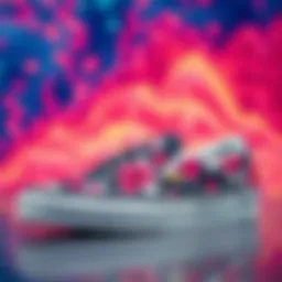 Cherry Blossom Vans slip-ons displayed against a vibrant background