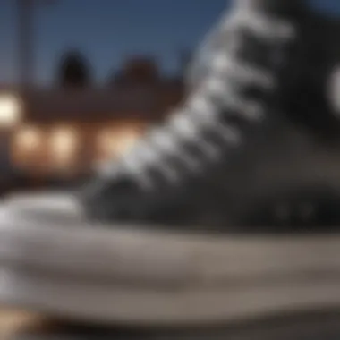Material Close-Up of the Chuck Taylor Lift High Top Platform Sneaker Close-up of the material used in the Chuck Taylor Lift High Top Platform Sneaker.