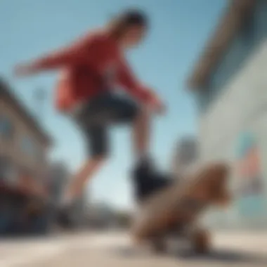 Skateboarding in Chuck Taylor Lift High Top Platform Sneakers Skateboarder wearing Chuck Taylor Lift High Top Platform Sneakers in action.