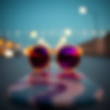 Stylish circle rim sunglasses on a skateboard