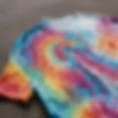 Artistry in Tie Dye Techniques Close-up of unique tie dye patterns on a crop t-shirt