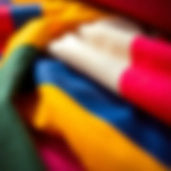 Close-up of color blocked fabric swatches