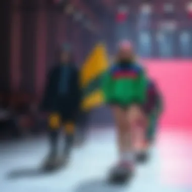 Fashion runway featuring color blocked designs