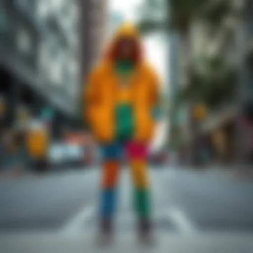 Urban Style: The Boldness of Color Blocking Vibrant color blocked outfit on a city street