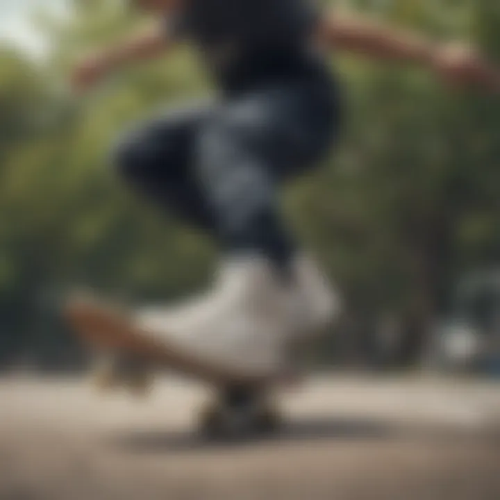 A skateboarder performing a trick while wearing Nike Pro shoes