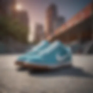 Nike Pro Shoes in an Urban Skate Park Nike Pro shoes displayed in a vibrant urban skate park setting