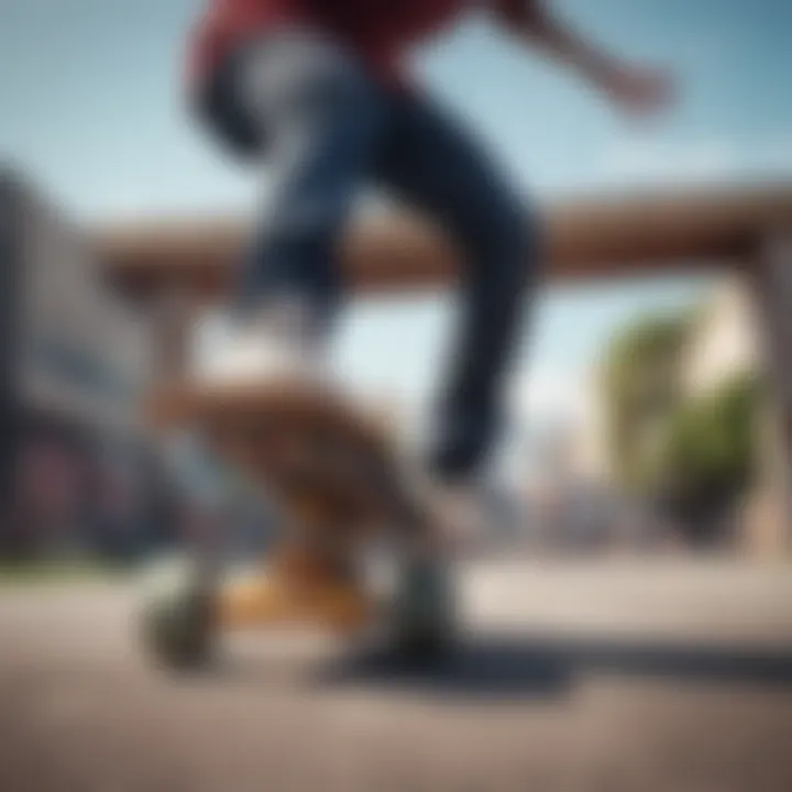 Skater performing tricks on a skateboard with high-quality wheels