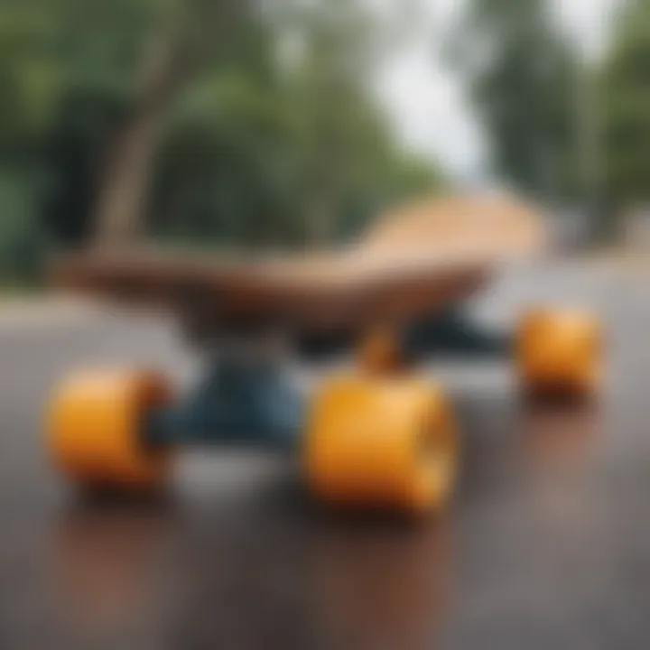 Detailed view of longboard skateboard trucks showcasing their design and features