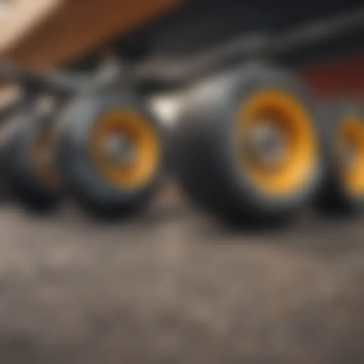 Close-up of longboard wheels highlighting material composition and profile