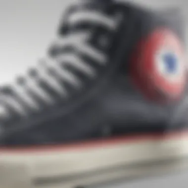 Quality Craftsmanship of Converse High Tops A close-up of the shoe's fabric and stitching, highlighting quality.