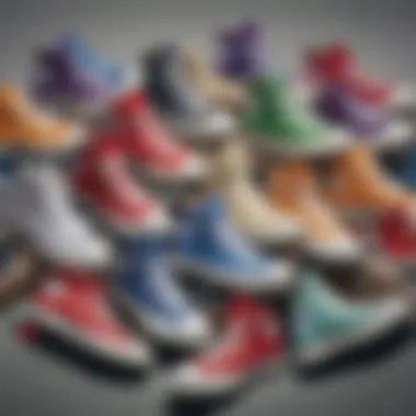 Diverse Color Collection of Converse High Tops A collection of various colorways of Converse high tops arranged artistically.