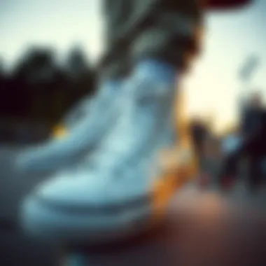 Stylish combination of Converse shoes with skate gear