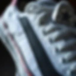 Close-up view of the Converse White Black Stripe skate shoe showcasing the fabric and design details
