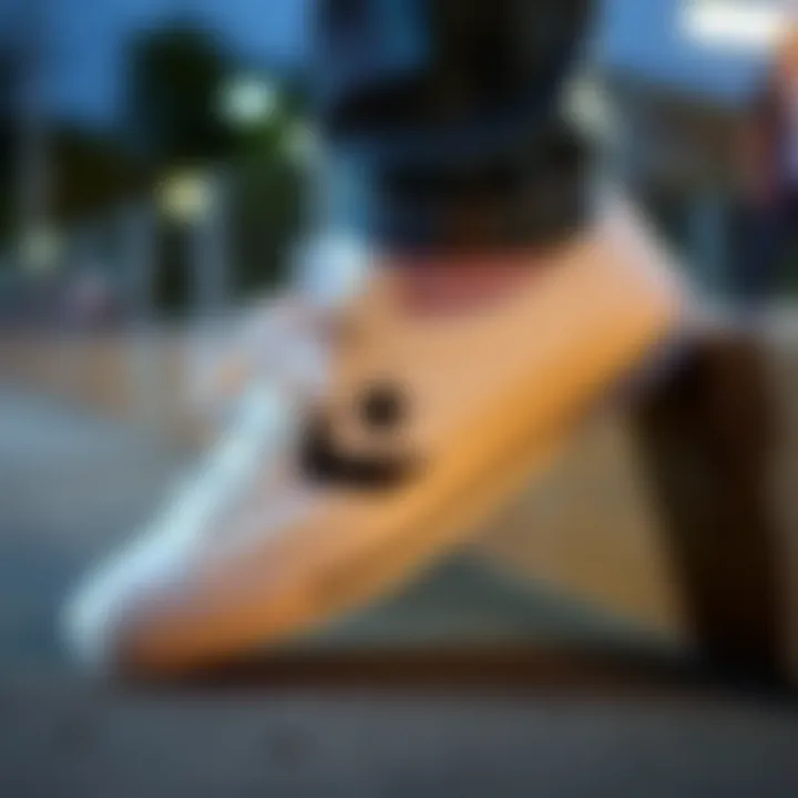 Maintenance tips visually represented with Converse White Black Stripe skate shoe