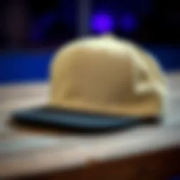 Classic snapback hat resting on a wooden surface.