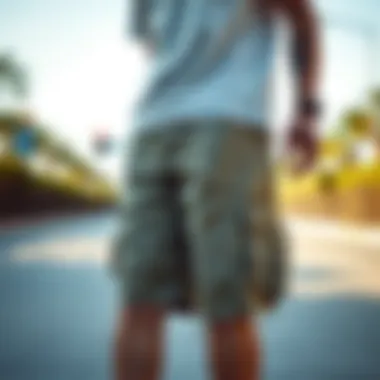 Lightweight cargo shorts designed for skaters