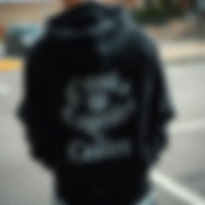 Quality Material Texture Material texture showcasing the quality of the Crooks and Castles black hoodie