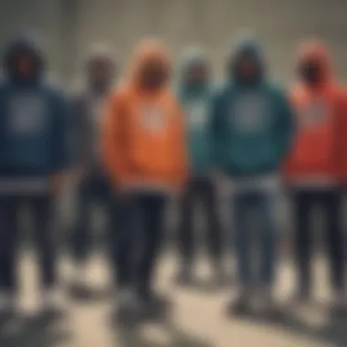 Identity Expression in Skateboarding Group of skateboarders expressing identity through fashion