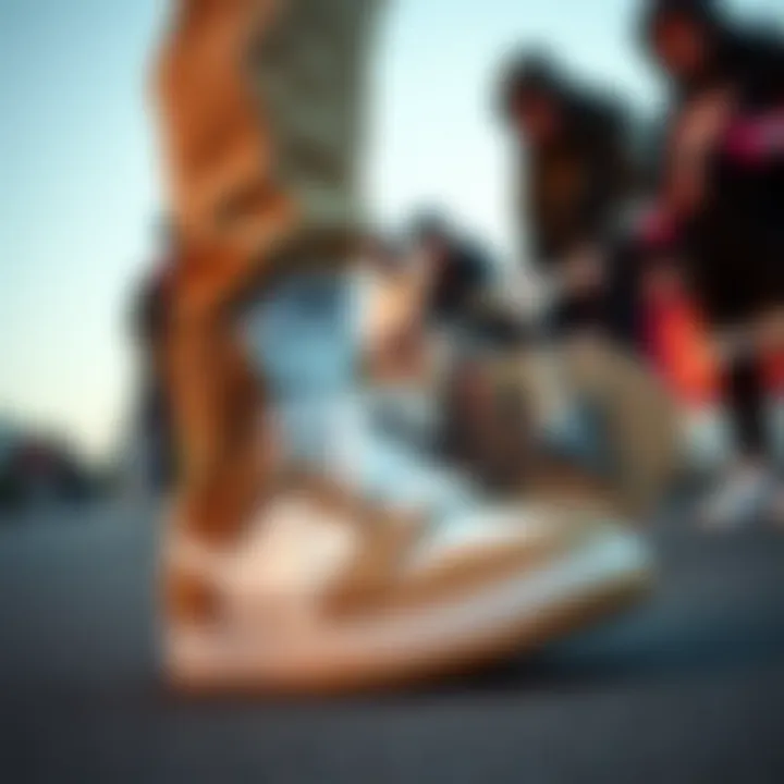 Cultural icons wearing Nike mid top shoes in street settings