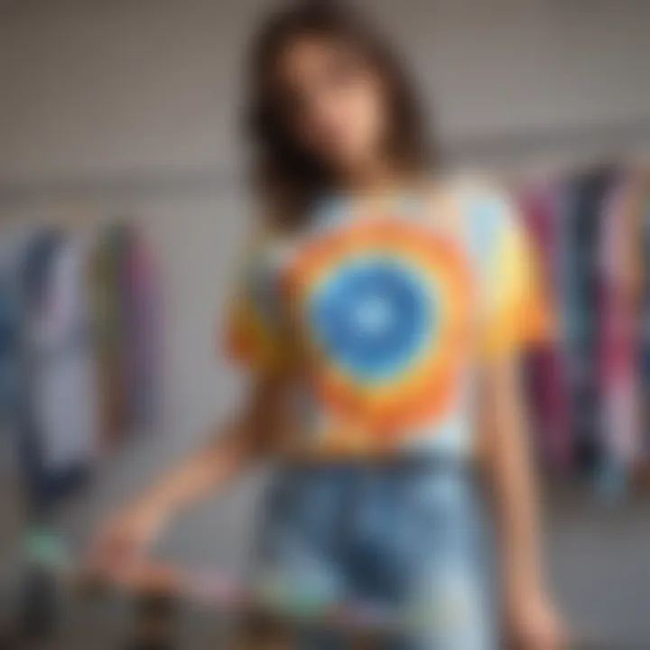 A young individual customizing their tie dye crop t-shirt