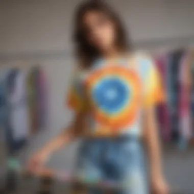 Personal Touch in Fashion Customization A young individual customizing their tie dye crop t-shirt