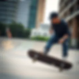 A skateboarder showcasing DC Apparel in an urban skate park