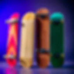 Different skateboard widths displayed side by side