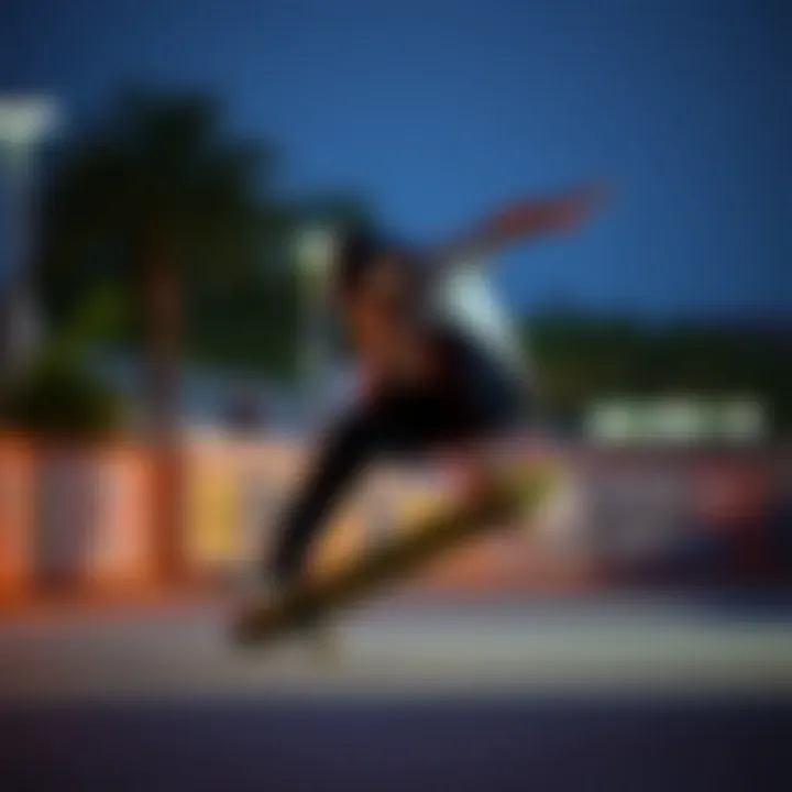Skateboarder performing tricks on various widths