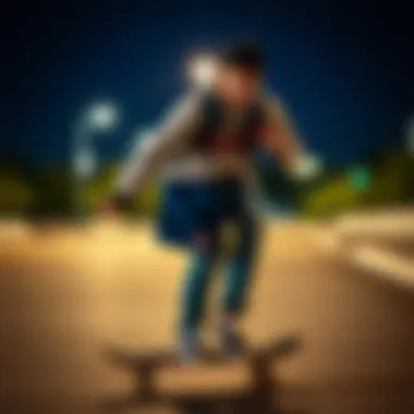 Skateboarder in Action with Dickies Mini Backpack Skateboarder using the Dickies mini backpack in action