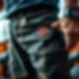 Detailed view of Dickies work pants showcasing their durable fabric and stitching.