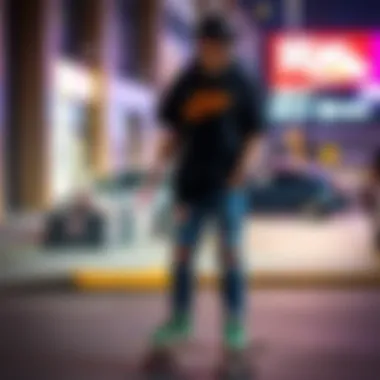 A stylish skater showcasing modern discount skatewear in an urban setting