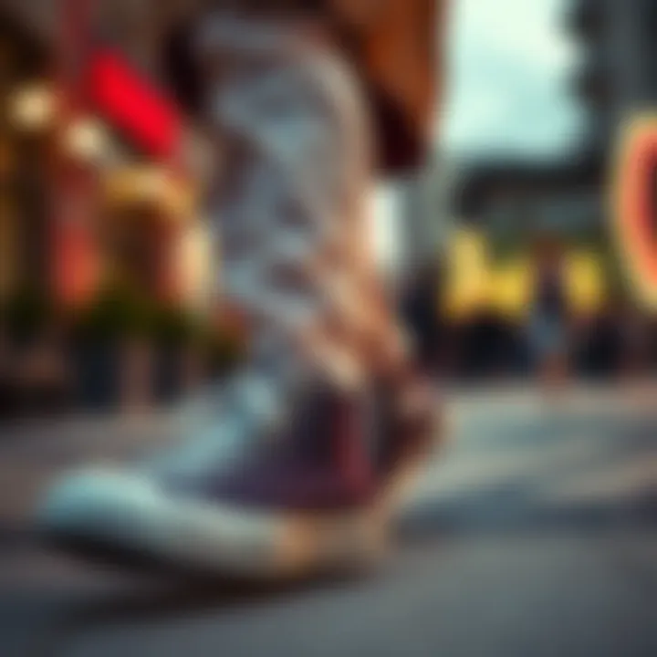 Fashion-forward outfit paired with dressy Converse for a formal event