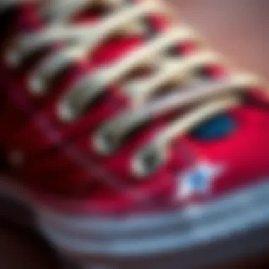 Close-up of unique materials used in dressy Converse design