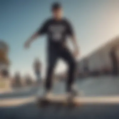 Group of skateboarders wearing Element t-shirts at a skate park